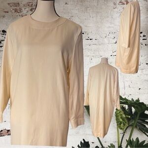 LEIGH Morgan- ivory 100% virgin wool 3/4 length sleeve midi shift dress size 10